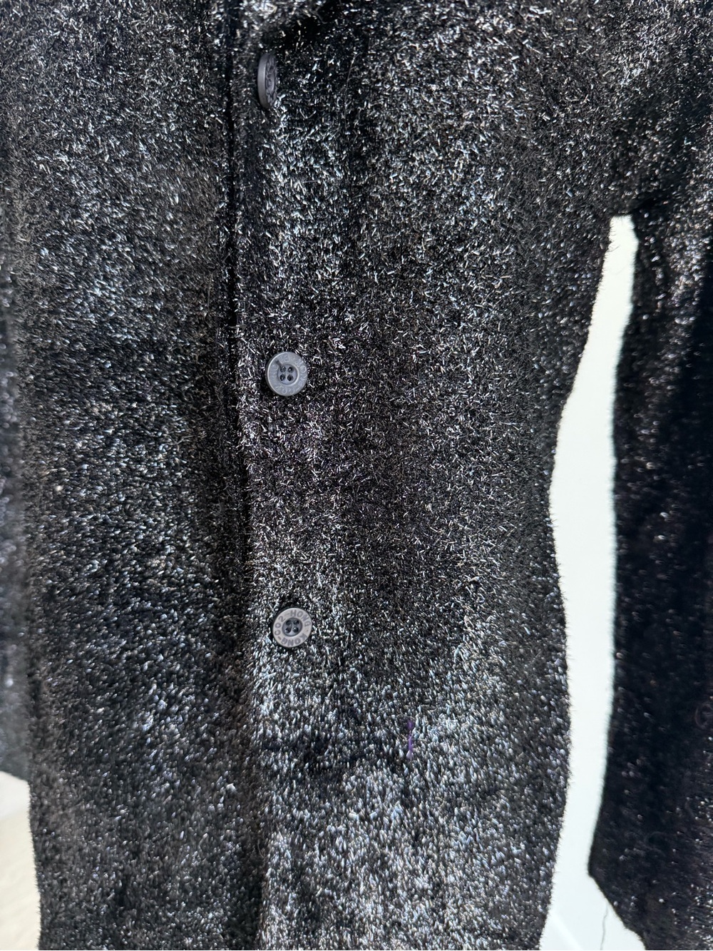 Black Women's Shimmery Button-Front Jacket - Picture 3 of 6